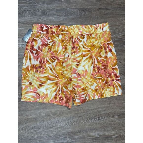 Messini tropical palm leaf linen shorts L - Picture 2 of 8